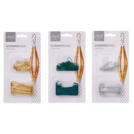 Metal Ornament Hooks (Assorted) - 150 Pieces