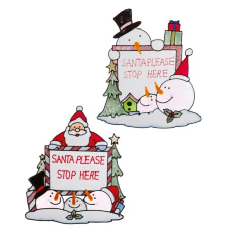 Santa Stop Here Christmas Window Gels (Assorted) 37cm 