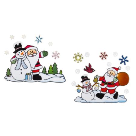 Santa and Snowman Scene Christmas Window Gels (Assorted) - 33 x 37cm
