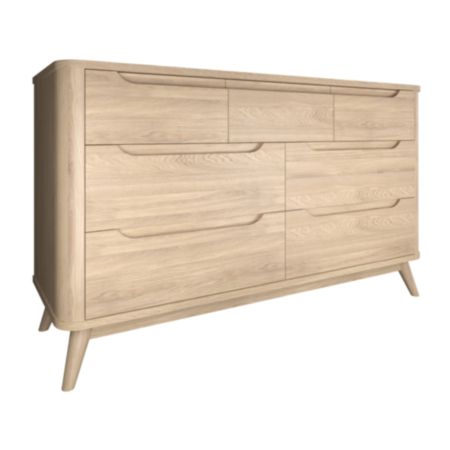Aurora Natural Oak 3 Over 4 Drawer Chest (H 75 x W 135 x D 48cm)