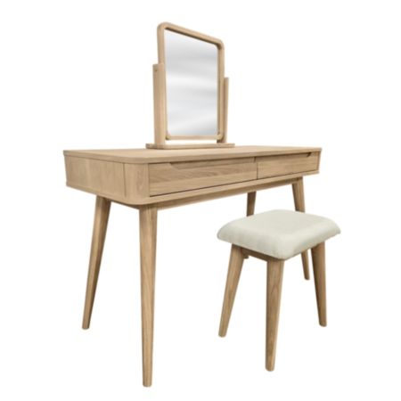 Aurora Natural Oak Dressing Table, Mirror and Stool Set
