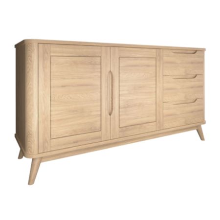 Aurora Natural Oak Large Sideboard with 2 Doors and 3 Drawers (H 75 x W 150 x D 45cm)