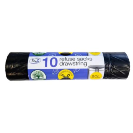 TidyZ Refuse Sacks 50L Drawstring - 10 Pack