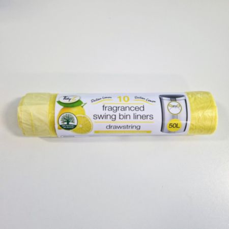 TidyZ Lemon Swing Drawstring  Bin Liners - 10 Pack - 50L