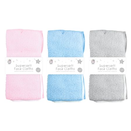 Baby Face Cloths - 3 Pack (Assorted)