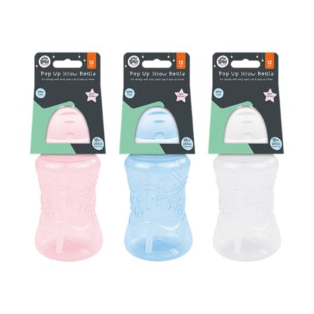 123 Baby Bottle with Pop Up Straw - 300ml/10oz (Assorted)