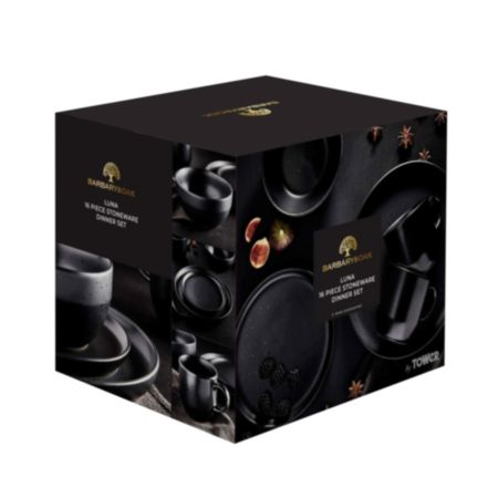 Luna 16 Piece Dinnerware Set - Black