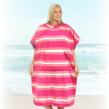 Adult Unisex Microfibre Changing Robe and Poncho  - Pink Stripe