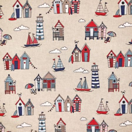 Beach Huts Fabric 80/20 Cotton/Polyester