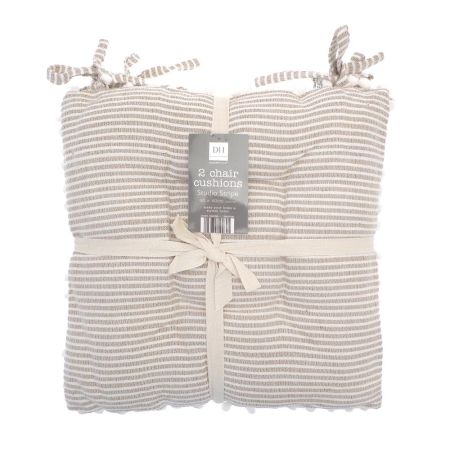 Country Club Pom Pom Trim Chair Cushions - 2 Pack - 40 x 40cm