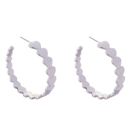 Eternal Hoop Contemporary Heart Stud Earrings