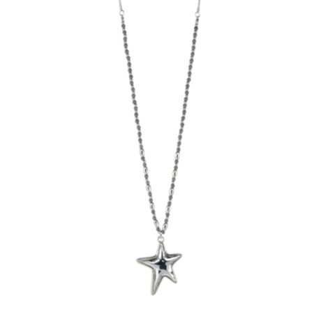 Gaia Silver and Grey Howlite Star Pendant and Necklace