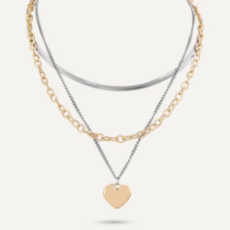 Multi-layered Gold & Silver Tone Clasp Necklace