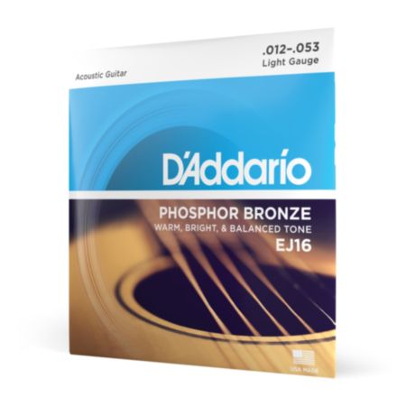 D'Addario EJ16 | Phosphor Bronze Acoustic Guitar Strings - Light (12-53)