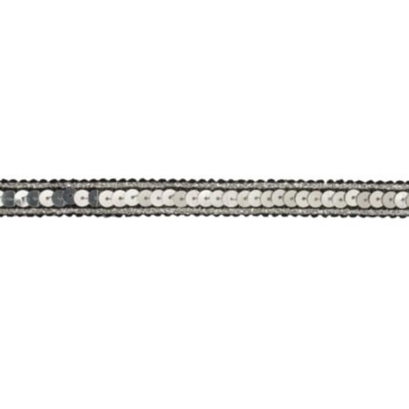 Metallic-Edged Sequin Trim | 20m x 12mm - Black and Silver