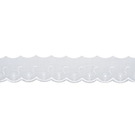 Broderie Anglaise Cotton Polyester Lace Trim | 27.4m x 40mm - White