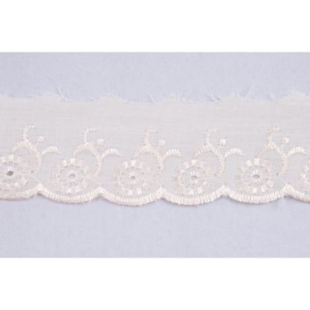 Broderie Anglaise Lace Trim | 27.4m x 50mm - Cream