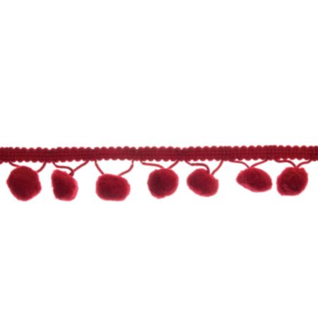 Pom Pom Trim | 18m x 20mm - Wine