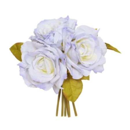 24cm Blue Open Rose x 3 Posy