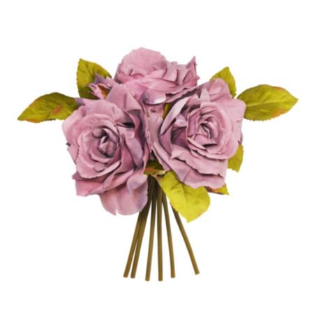 24cm Mauve Open Rose x 3 Posy