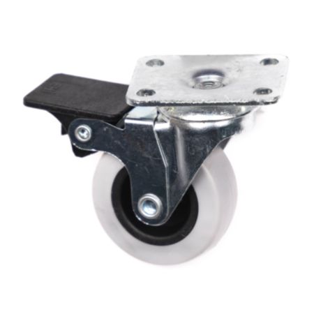 Thermoplastic Castors - Swivel With Brake, 50mm, Silver/Black
