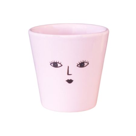 Ivyline Earthenware Pink Wakey Face Planter - H 10 x W 10 x D 10cm