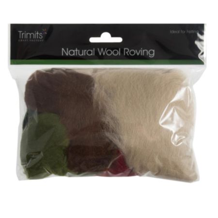 Natural Wool Roving (50g) - Assorted Christmas