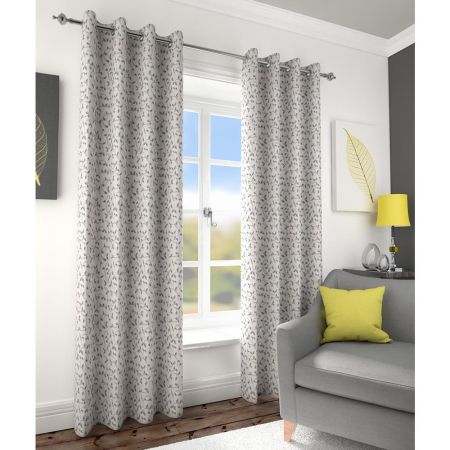 Folia Grey Eyelet Curtains - 167 x 137