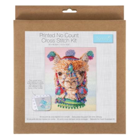 Large Printed Cross Stitch Kit - Alpacas