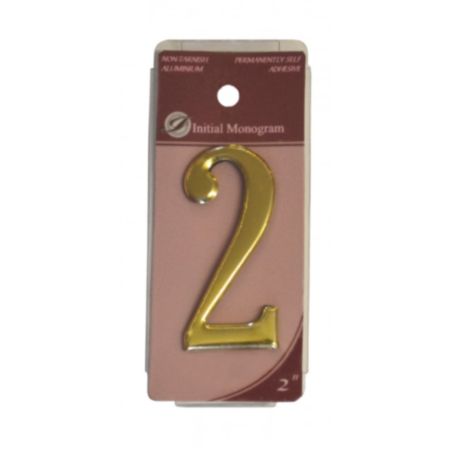 3" Gold Effect Numeral 2 Door Number