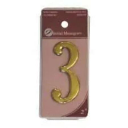 3" Gold Effect Numeral 3 Door Number