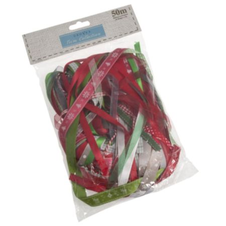 Christmas Mixed Ribbon Bag | 50m (25 x 2m cut lengths)