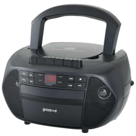 Groov-e Portable CD & Cassette Traditional Boombox Player