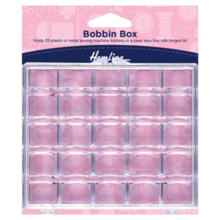 Hemline Plastic Bobbin Box - Clear (25 Spool)