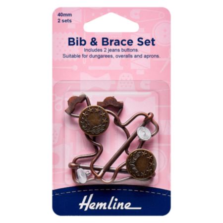 Bib and Brace Set (Includes 2 Jeans Buttons) | Bronze - 40mm