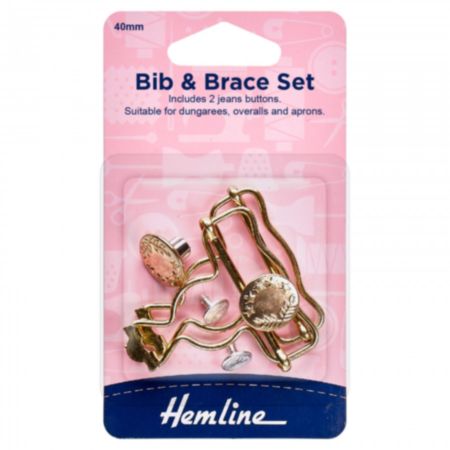 Bib and Brace Set (Includes 2 Jeans Buttons) | Gold - 40mm