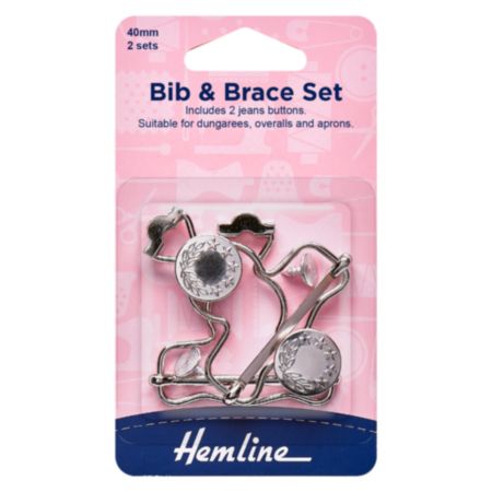 Bib and Brace Set (Includes 2 Jeans Buttons) |Nickel - 40mm