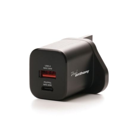 Paul Anthony® PRO Series | USB-C & USB-A GaN Fast Charger (30W)