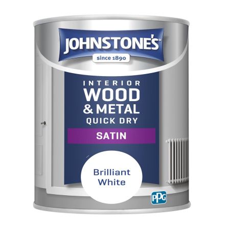 Johnstone's Quick Dry Satin Paint Brilliant White 750ml