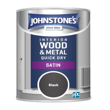 Johnstone's Quick Dry Satin Paint Black 750ml