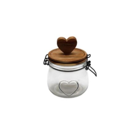 Heart Jar With Wooden Lid - Small