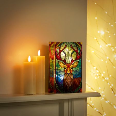 Stained Glass Christmas Light Decoration - Stag (21 x 13cm)
