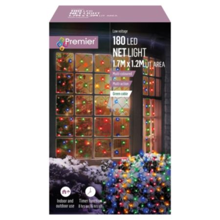 180 LED Net Christmas Light - Multi-Coloured (1.75 x 1.2m)