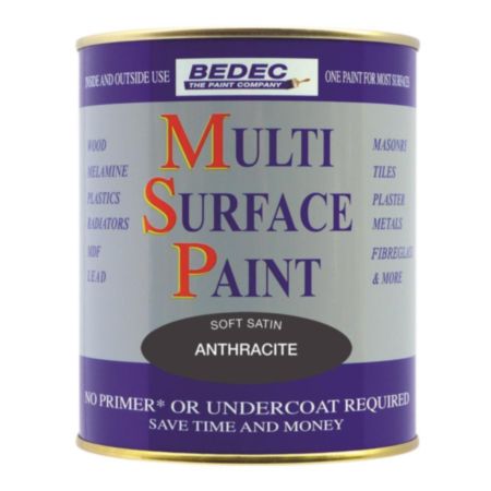 Bedec Multi Surface Paint Soft Satin Anthracite 750ml