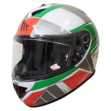 MT Rapide Global Motorbike Helmet - White/Green/Red (S)