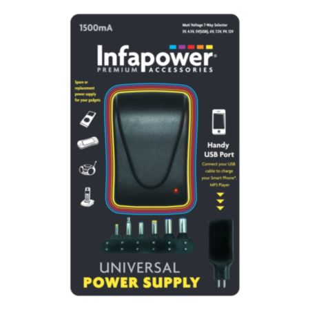 Infapower® AC/DC Universal Adaptor - 1500ma