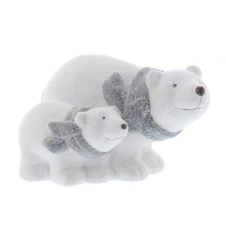 Ceramic Polar Bear with Scarf Christmas Figure - 18cm