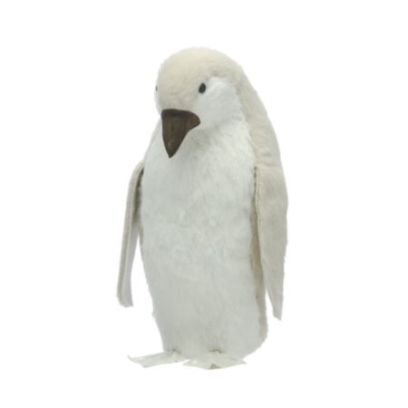 Bristle White Penguin Christmas Decoration - 35cm