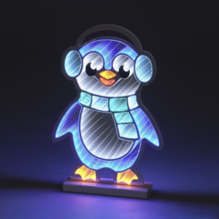 Infinity Christmas Light Feature (40cm) - Penguin with Earmuffs