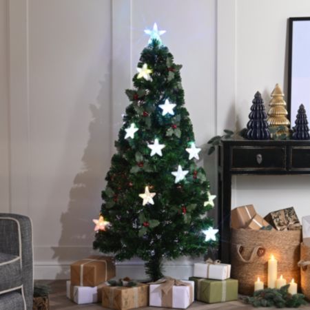 Stars & Holly Fibre Optic Christmas Tree - 90cm
